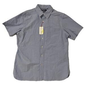 Cremieux Men's Short-Sleeve Shirt L Blue Solid 100% Supima Cotton NWT $75